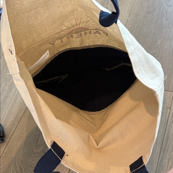 faherty canvas tote bag navy blue and cream - Picture 5 of 6